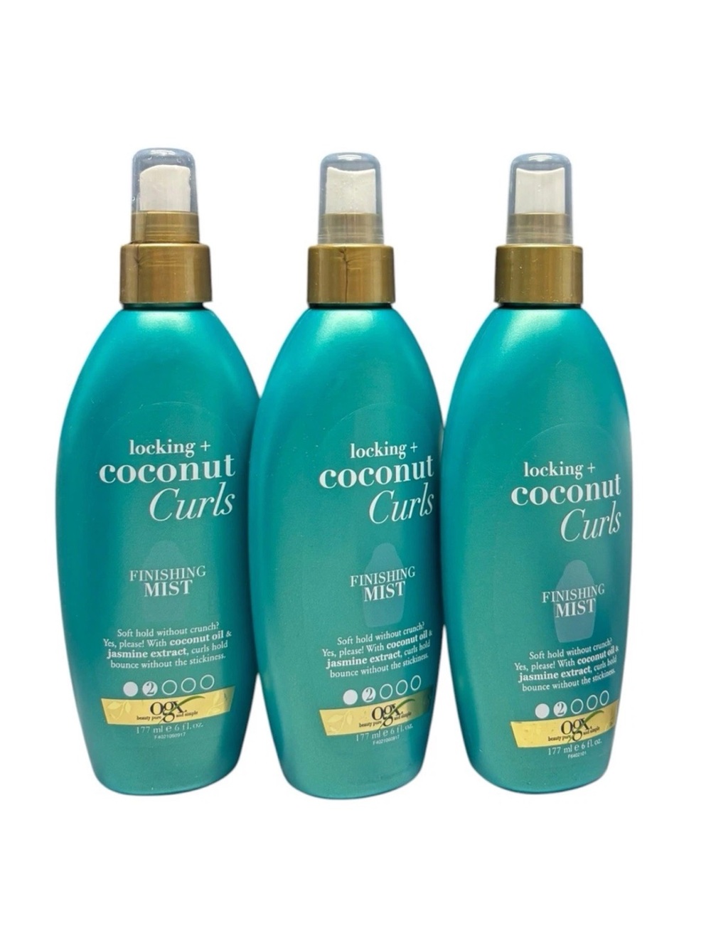(3) OGX Locking+ Coconut Curls Finishing Mist 6oz /177ml Jasmine Extract Coconut